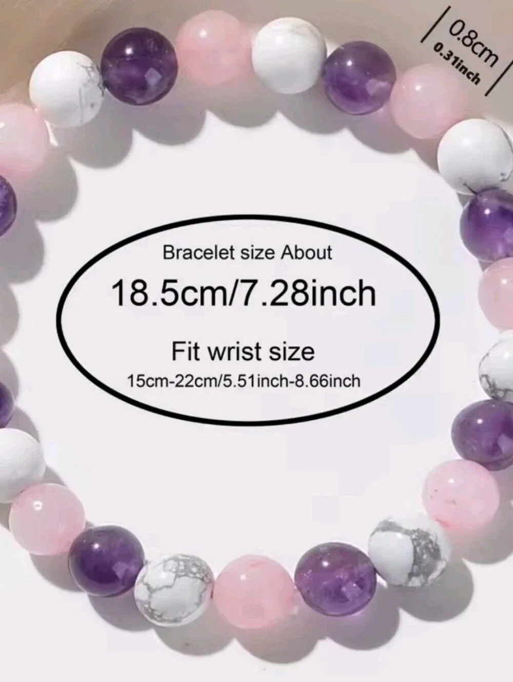 Sleep Crystal Bracelet Amethyst Rose Quartz Howlite Beaded Stretch Bracelet